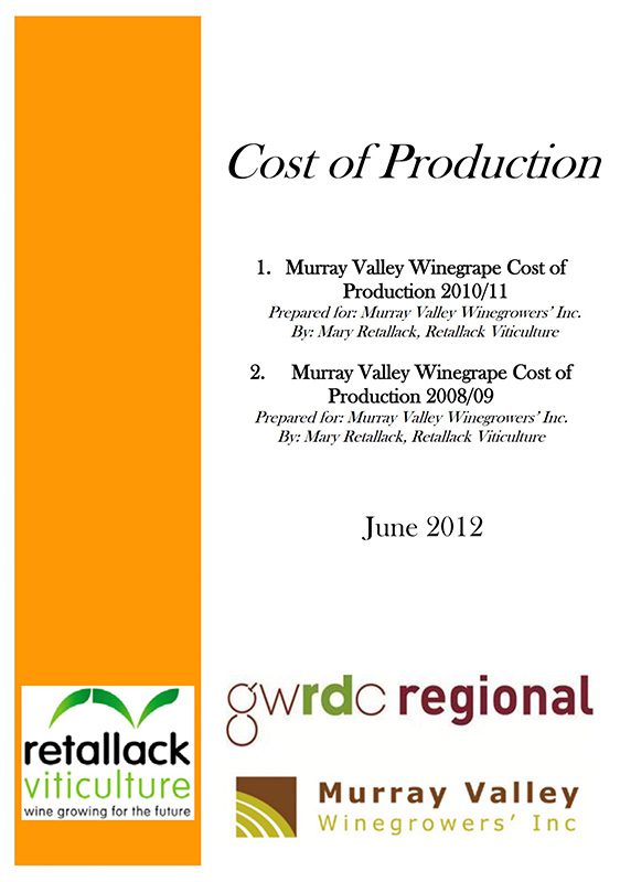Cover Retallack Viticulture report, Economic Benchmarking for the Murray Valley Wine region